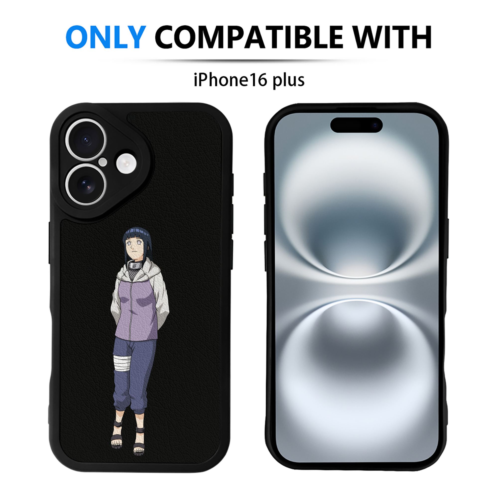 （画像用） NARUTO -ナルト- 日向ヒナタ Hyūga Hinata 【iPhone 16シリーズ対応】シリコンスマホケース（レザー調） 材質：シリコン